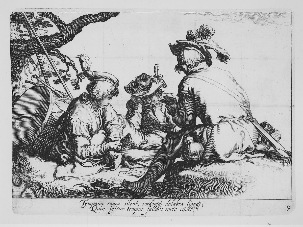 Soldiers Playing Cards, from the series Sixteen Peasant Subjects, Cornelis Bloemaert (Dutch, Utrecht 1603–?1684 Rome) 