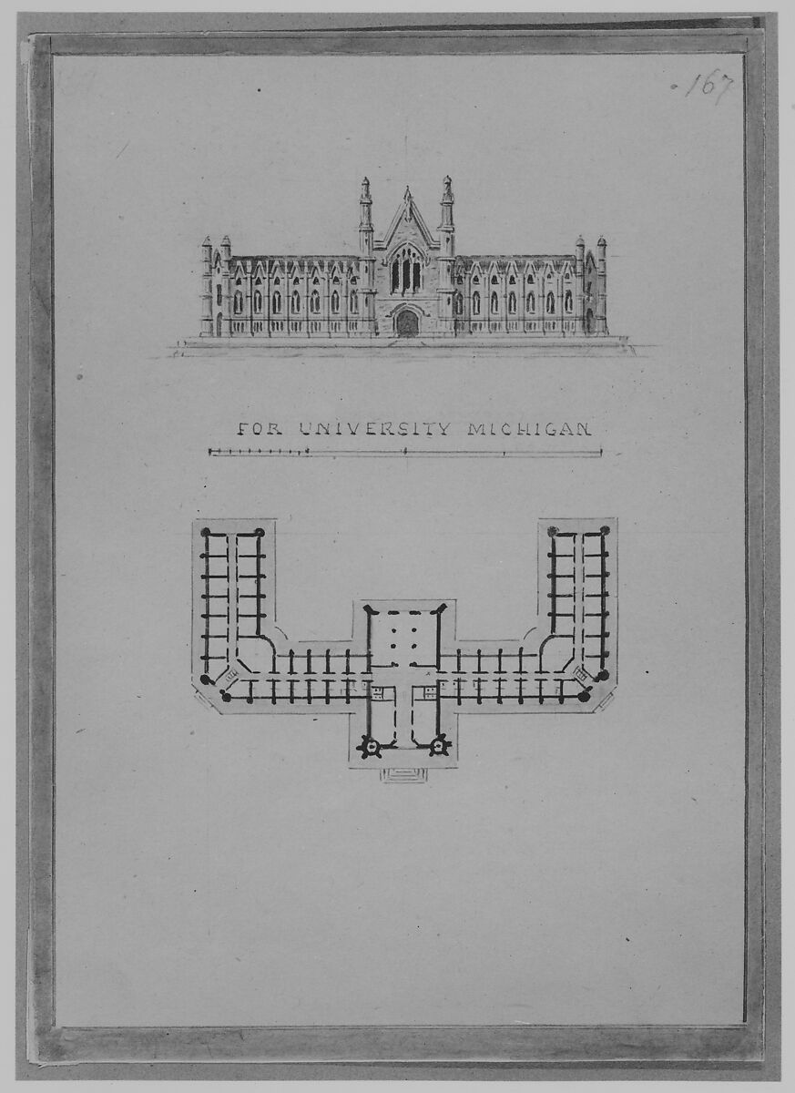 A. J. Davis, Scrapbook II [Folio P or "Blue Book"], Alexander Jackson Davis (American, New York 1803–1892 West Orange, New Jersey), Bound pages mounted with drawings and prints