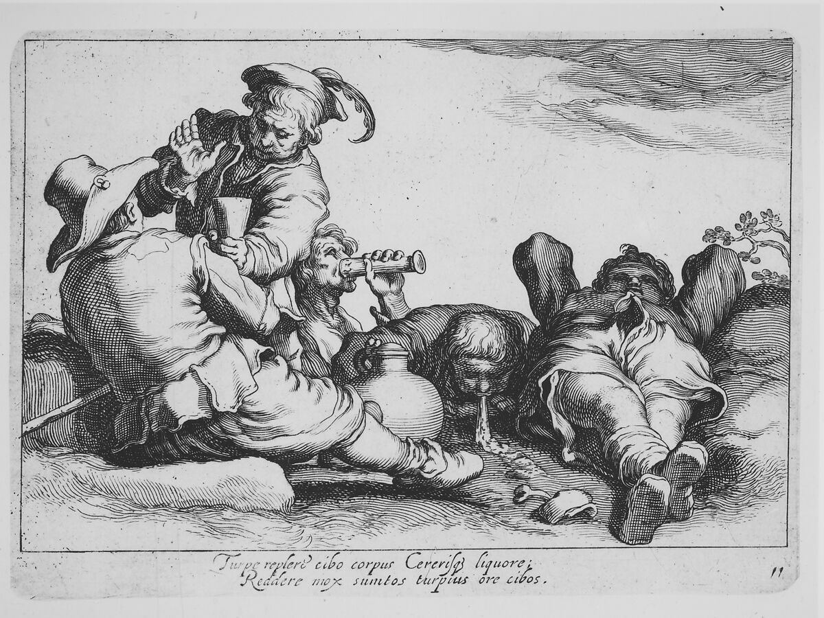 Peasants Drinking, from the series Sixteen Peasant Subjects, Cornelis Bloemaert (Dutch, Utrecht 1603–?1684 Rome) 