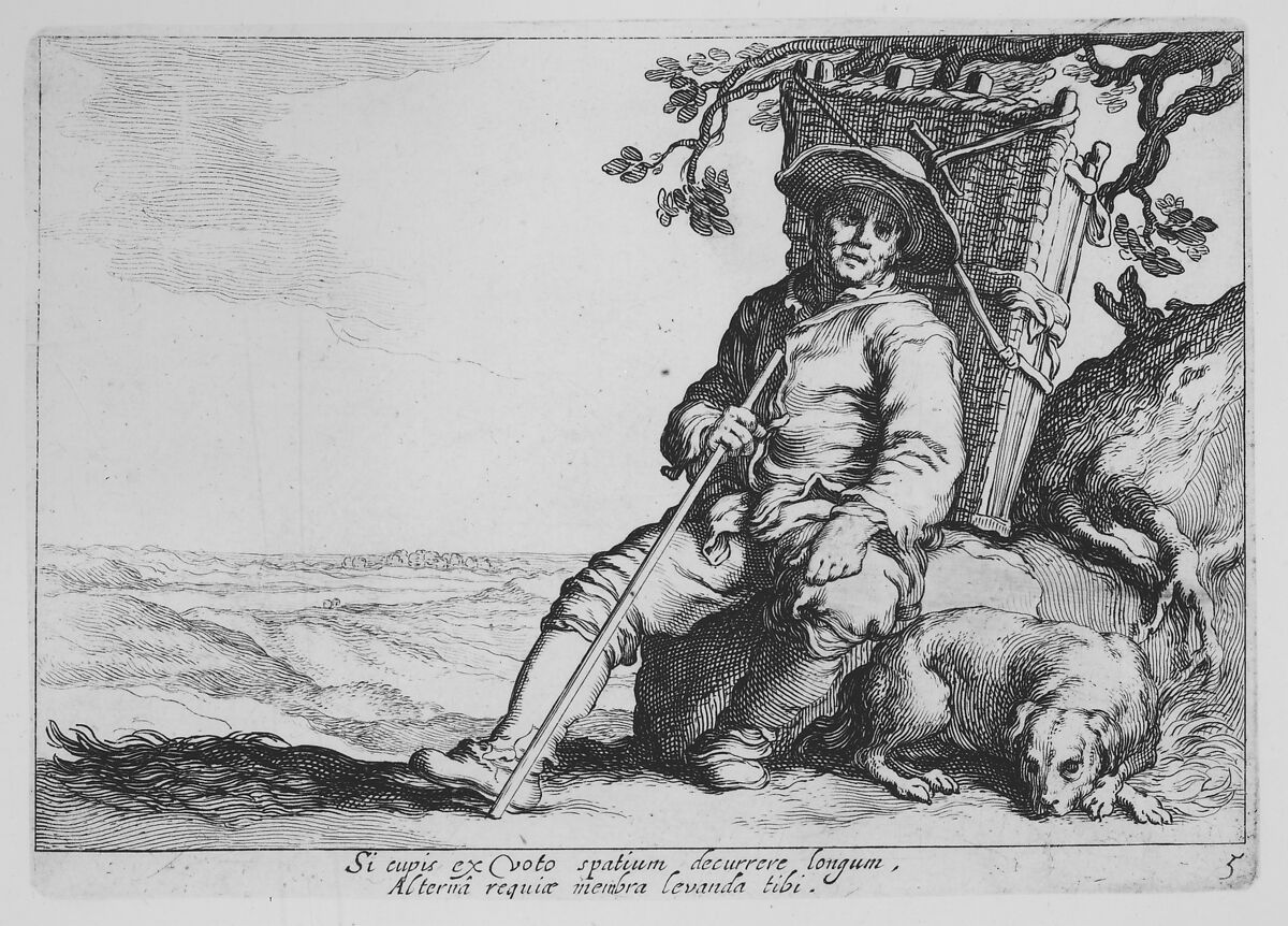 Traveler with Dog, from the series Sixteen Peasant Subjects, Cornelis Bloemaert (Dutch, Utrecht 1603–?1684 Rome) 