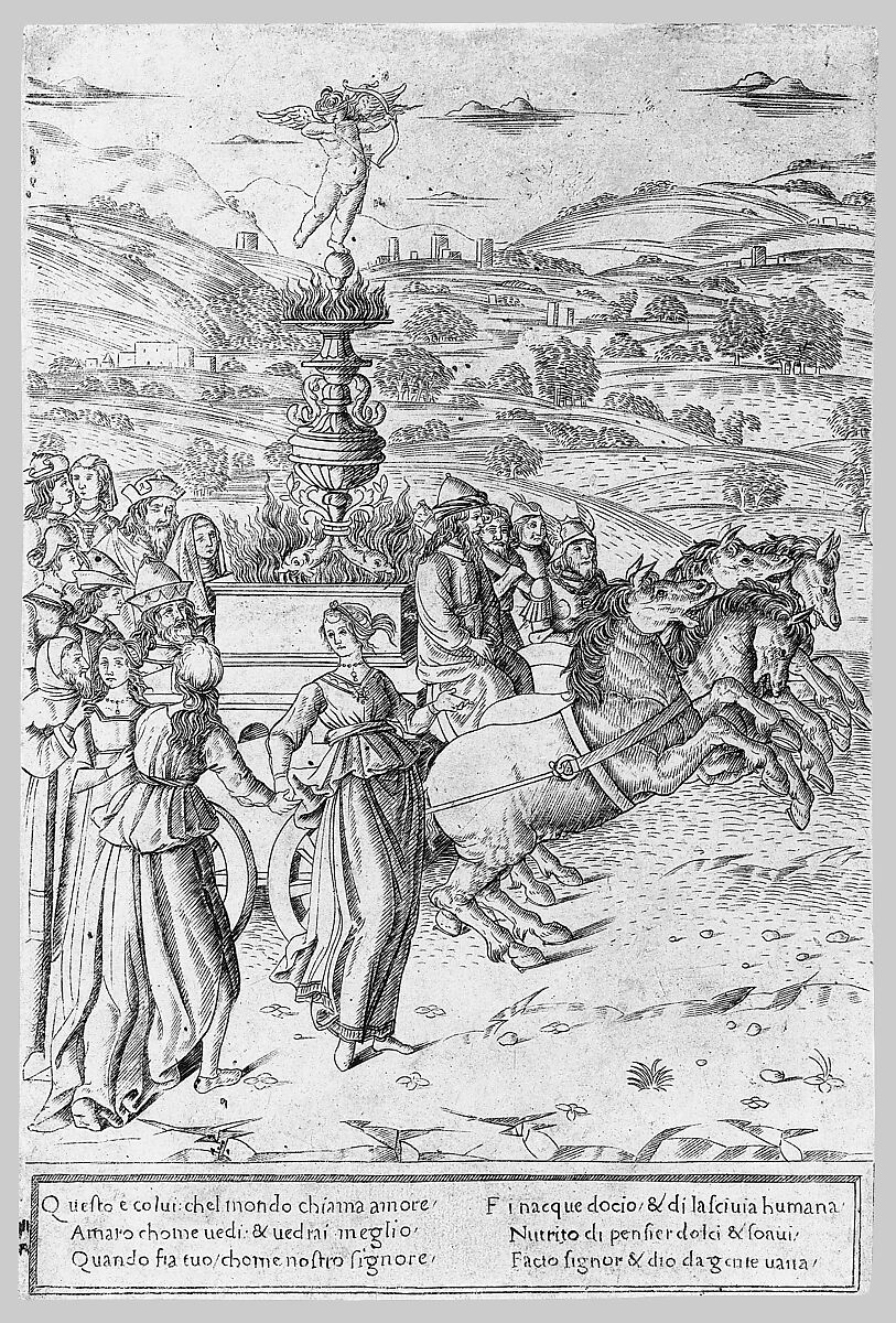 The Triumph of Love, from "The Triumphs of Petrarch", Francesco Rosselli (Italian, Florence 1448–1508/27 Venice (?)), Engraving; first state of two