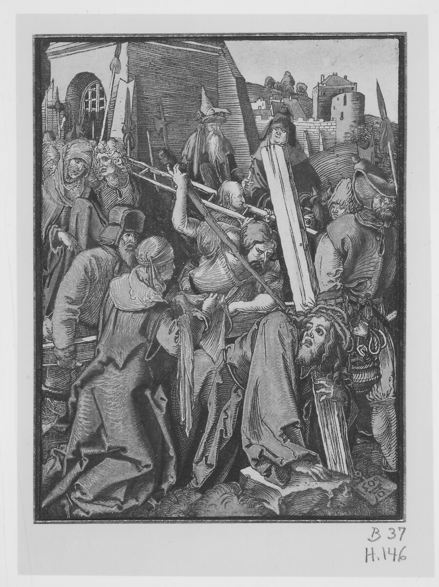 The Bearing of the Cross, from "The Small Woodcut Passion", Albrecht Dürer (German, Nuremberg 1471–1528 Nuremberg), Hand-colored woodcut
