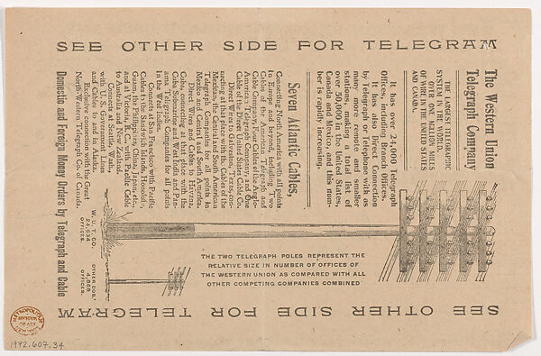 Telegram: Frank Lloyd Wright to Francis W. Little, 7 June 1909, Written by Frank Lloyd Wright (American, Richland Center, Wisconsin 1867–1959 Phoenix, Arizona), Black ink and graphite on Western UnionTelegram form