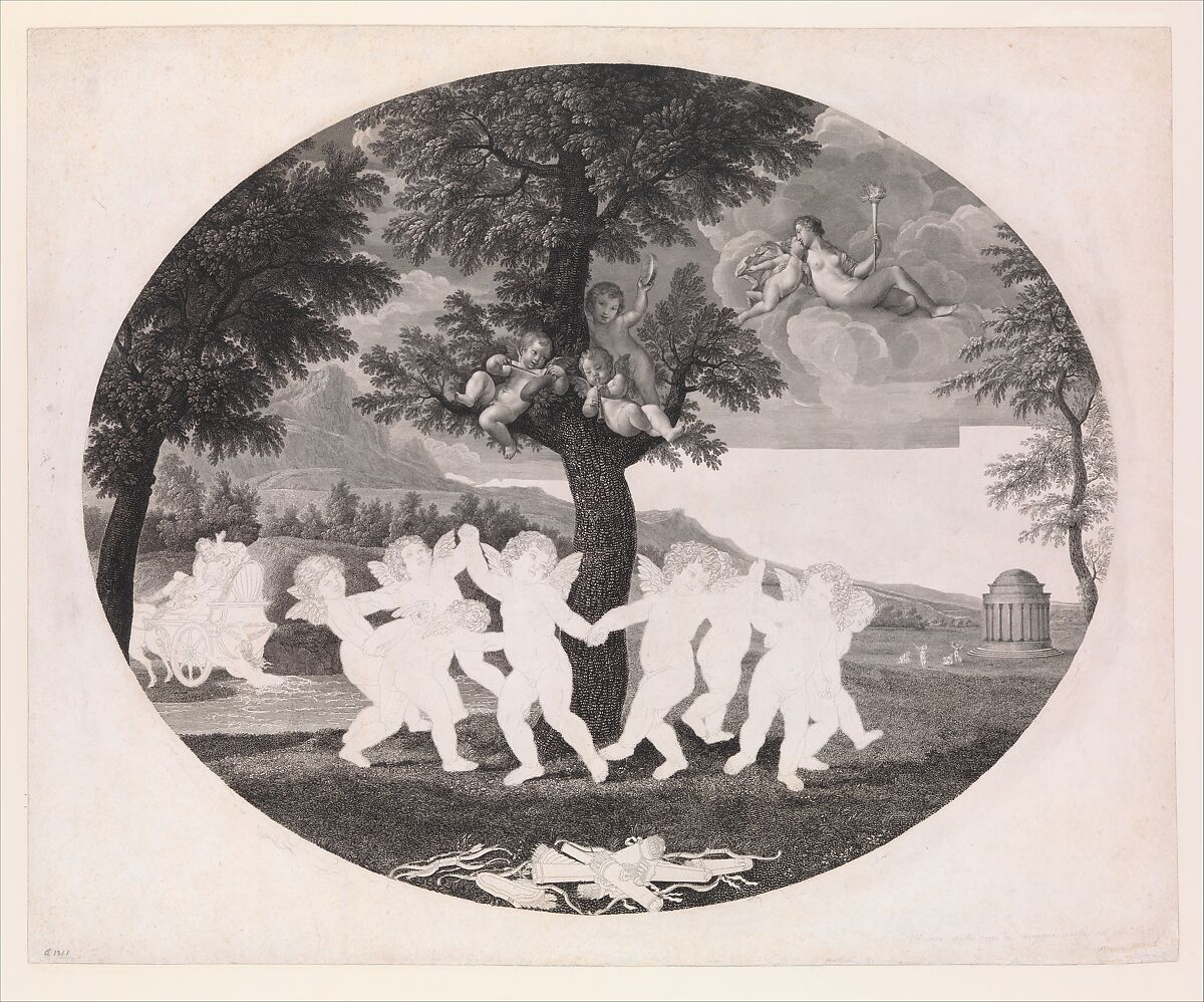 Amorini Celebrate the Rape of Proserpine, Francesco Rosaspina (Italian, Montescudo 1762–1841 Bologna), Engraving and etching, incomplete proof impression 