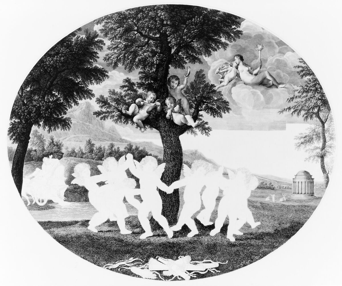 Amorini Celebrate the Rape of Proserpine, Francesco Rosaspina (Italian, Montescudo 1762–1841 Bologna), Engraving and etching, incomplete proof impression