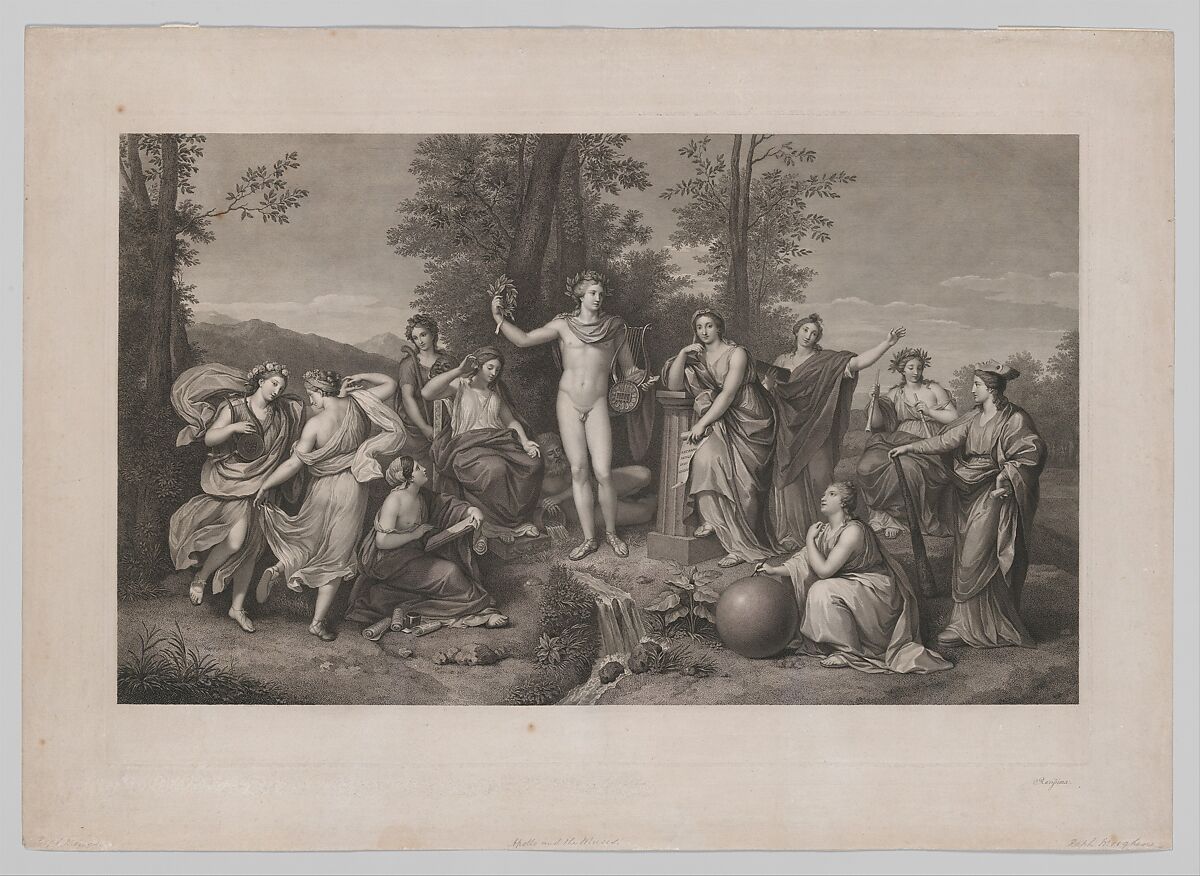 Apollo and the Muses on Parnassus, Raphael Morghen (Italian, Naples 1758–1833 Florence), Engraving 