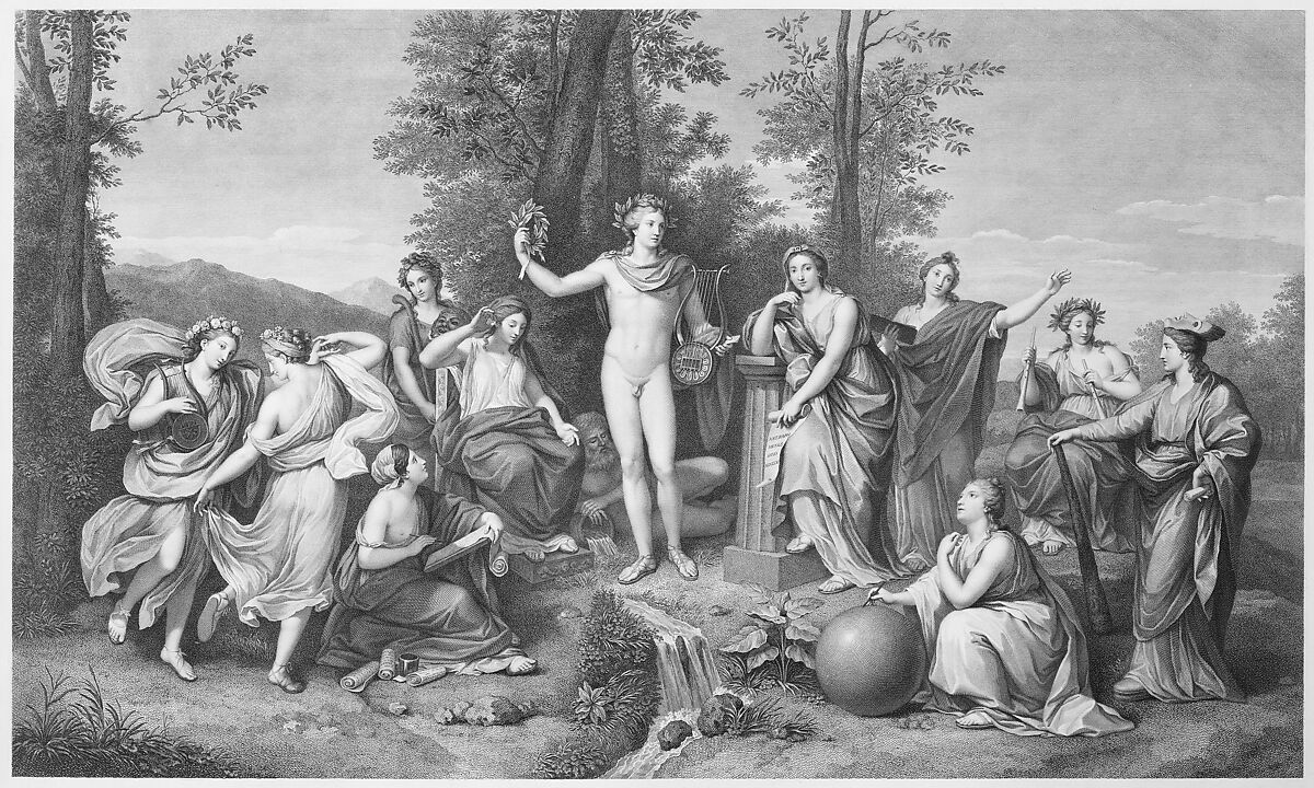 Apollo and the Muses on Parnassus, Raphael Morghen (Italian, Naples 1758–1833 Florence), Engraving