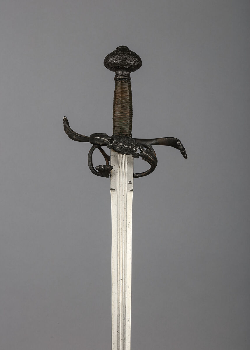 Sword, Steel, wood, copper wire, North Italian or French 