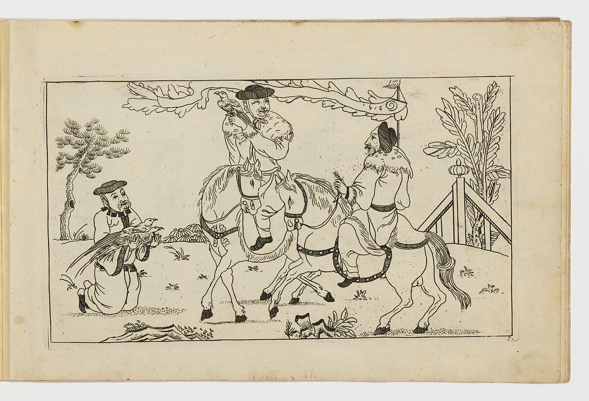 Nieuwe geinventeerde Sineesen, met groote moeyte geteekent en in't Ligt gegeven... Eerste Deel, Designed by Pieter Schenck II (Dutch, Amsterdam 1693–1775 Amsterdam), Colored engravings