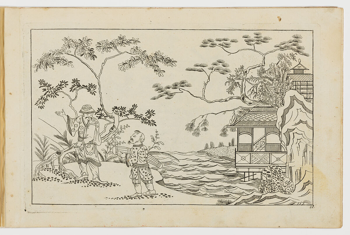 Nieuwe geinventeerde Sineesen, met groote moeyte geteekent en in't Ligt gegeven... Eerste Deel, Designed by Pieter Schenck II (Dutch, Amsterdam 1693–1775 Amsterdam), Colored engravings