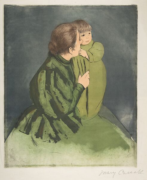 Peasant Mother and Child, Mary Cassatt  American, Drypoint and aquatint, printed in color from three plates; tenth state of ten