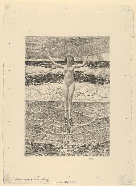 Raindrops and Surf, Childe Hassam (American, Dorchester, Massachusetts 1859–1935 East Hampton, New York), Etching 