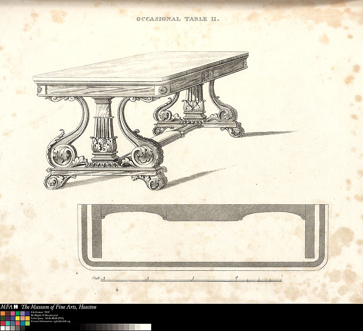 The Cabinet-Maker and Upholsterer's Guide: being a Complete Drawing Book; in which will be comprised Treatises on Geometry and Perspective, as applicable to the above branches of mechanics, Designed and written by George Smith (British, 1808–1899), Illustrations: engraving, etching, aquatint, hand-colored