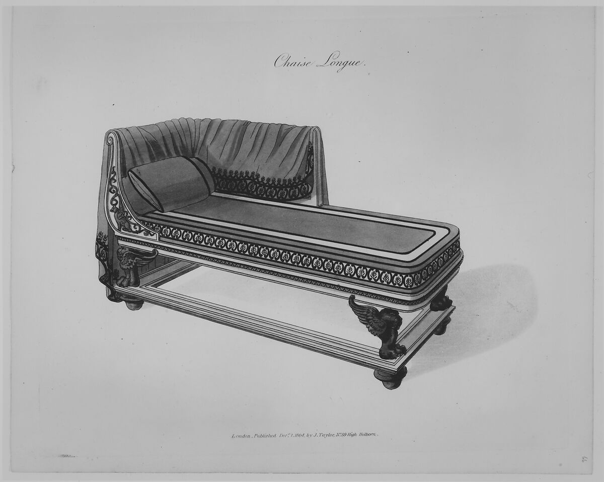 A Collection of Designs for Household Furniture and Interior Decoration, in the most approved and elegant taste, Written and designed by George Smith (British, 1808–1899), Illustrations: etching and aquatint, hand-colored