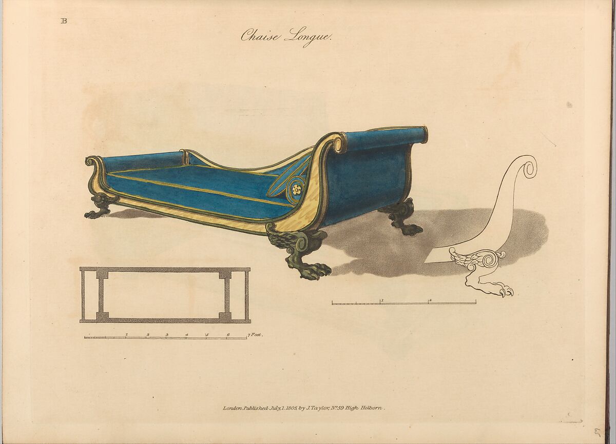 A Collection of Designs for Household Furniture and Interior Decoration, in the most approved and elegant taste, Written and designed by George Smith (British, 1808–1899), Illustrations: etching and aquatint, hand-colored