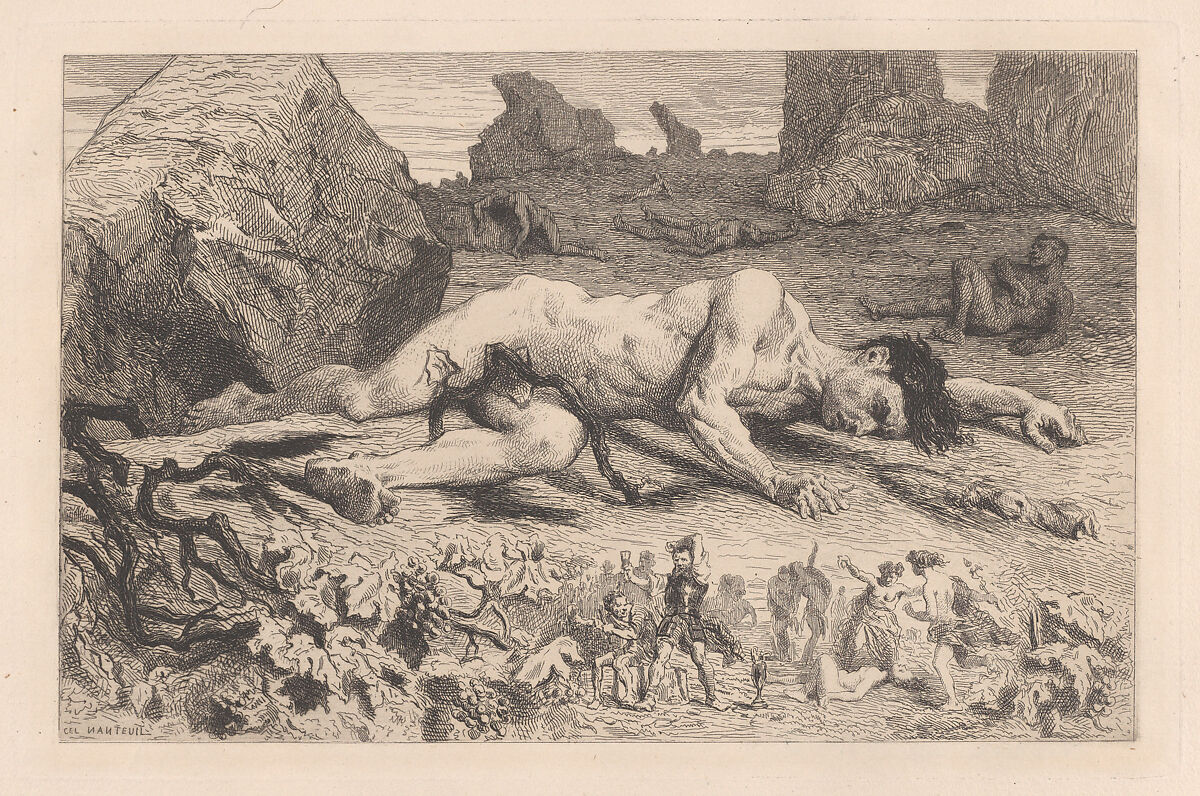 The Blood of Giants illustration for Louis Bouilhet's sonnet in "Sonnets and Etchings", Written by J. Bouilhet, Etching 