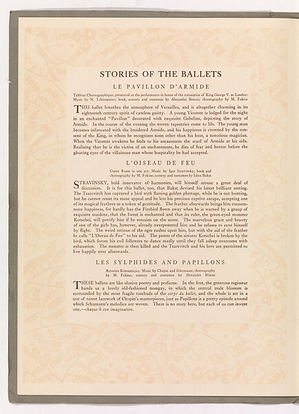 Souvenir Serge de Diaghileff's Ballet Russe, Léon Bakst (Russian (born present day Belarus), Hrodna (Grodno) 1866–1924 Paris)