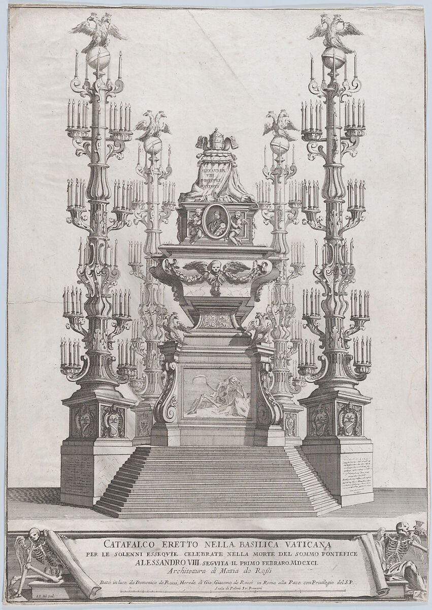 Catafalco Eretto Nella Basilica Vaticana ...per Alessandro VIII, Alessandro Specchi (Italian, Rome 1668–1729 Rome), Etching and engraving 