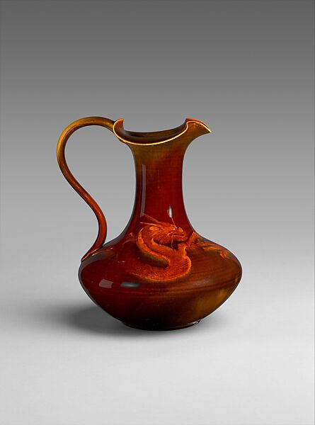 Ewer, Probably decorated by Albert R. Valentien (American, Cincinnati, Ohio 1862–1925 San Diego, California), Earthenware, American 