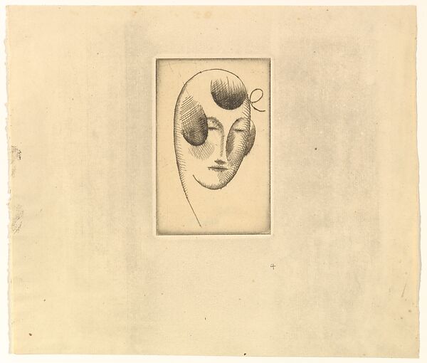 Female Head (Woman's Head with Ribbon), Elie Nadelman (American (born Poland), Warsaw 1882–1946 Riverdale, New York), Drypoint 