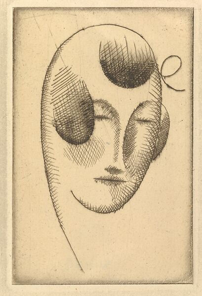 Female Head (Woman's Head with Ribbon), Elie Nadelman (American (born Poland), Warsaw 1882–1946 Riverdale, New York), Drypoint
