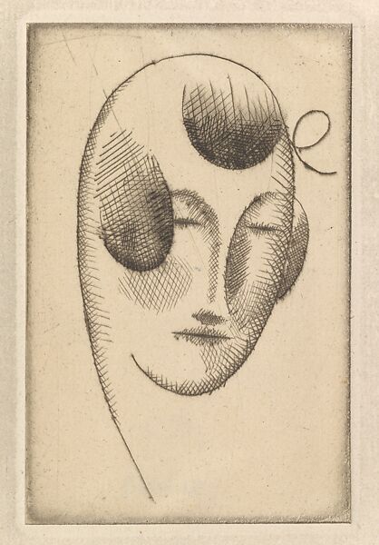 Female Head (Woman's Head with Ribbon), Elie Nadelman (American (born Poland), Warsaw 1882–1946 Riverdale, New York), Drypoint