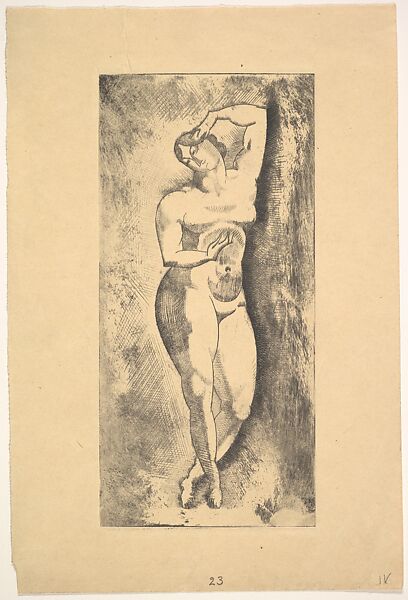 Female Nude, Standing, Elie Nadelman (American (born Poland), Warsaw 1882–1946 Riverdale, New York), Drypoint; fourth state of six 