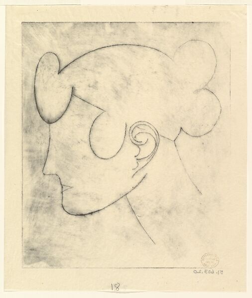 Female Head (Woman's Head), Elie Nadelman (American (born Poland), Warsaw 1882–1946 Riverdale, New York), Drypoint 