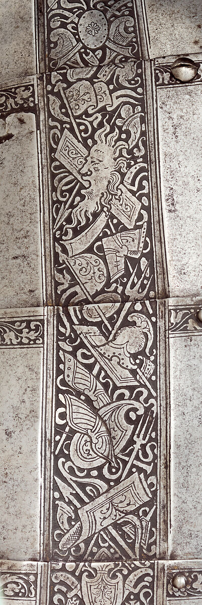 Armor for Man and Horse, Steel, gold, leather, copper alloy, textile, Italian, probably Milan