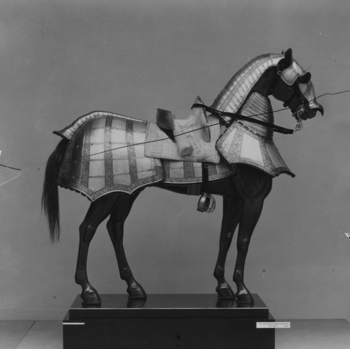 Armor for Man and Horse, Steel, gold, leather, copper alloy, textile, Italian, probably Milan