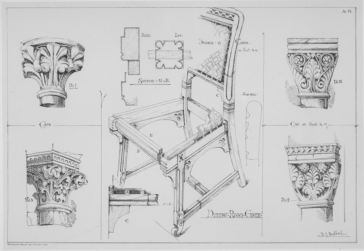 Gothic Forms Applied to Furniture, Metal Work and Decoration for Domestic Purposes, Bruce J. Talbert (British, Dundee, Scotland 1838–1881 London), Illustrations: photolithographs, lithographs 