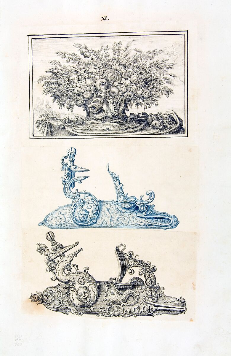 Drawing from an Ornament Scrapbook: A Snaphaunce Gun Lock, Pen and black ink on paper, probably Italian