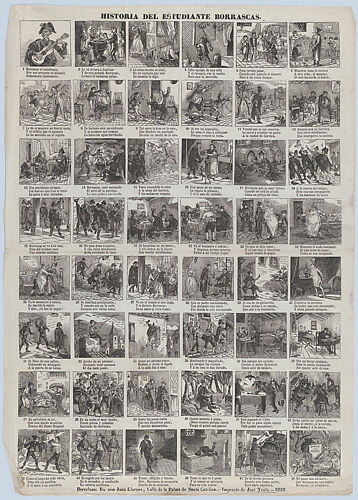 Juan Llorens | Broadside with 48 scenes depicting fables by Félix María ...