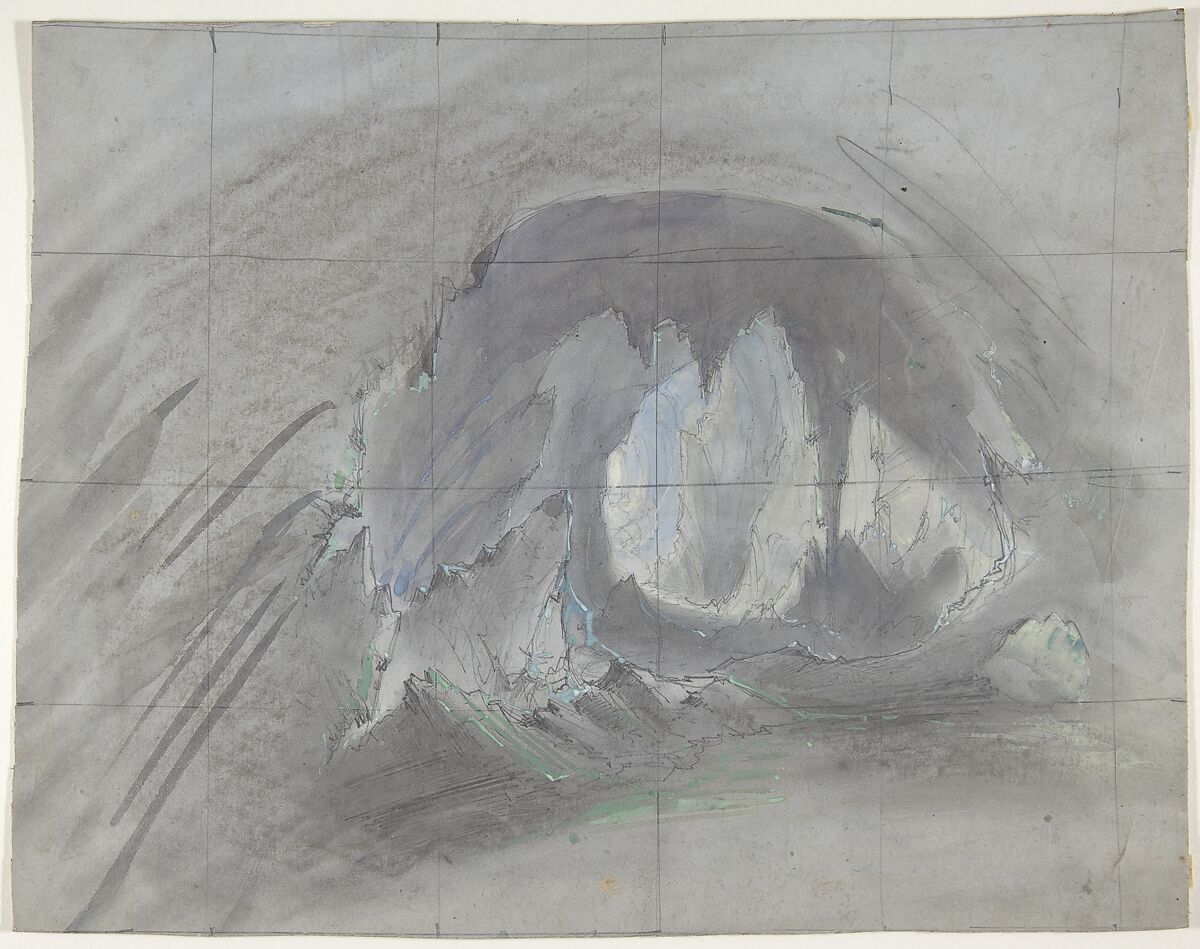 Design for a Stage Set at the Opéra, Paris, Eugène Cicéri (French, Paris 1813–1890 Fontainebleau), Graphite, black chalk, watercolor 