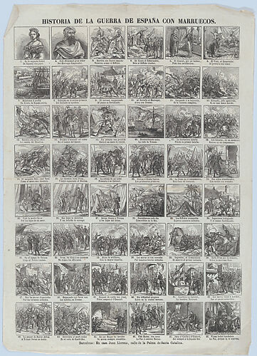 Broadside with 48 scenes relating to the Hispano-Moroccan War (1859-60)