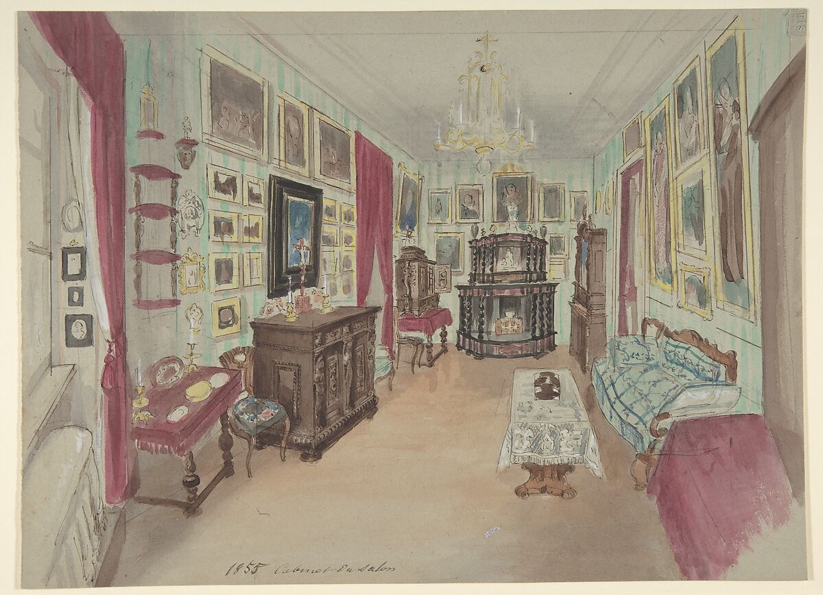 Anonymous, French, 19th century | Drawing of an Interior: Cabinet du ...