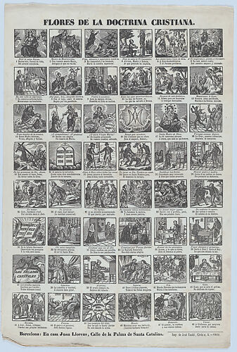 Broadside with 48 scenes illustrating Christian doctrine