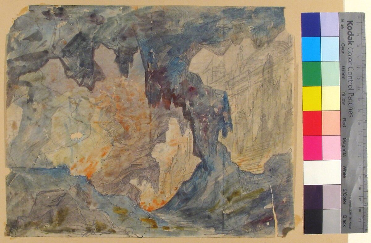 Design for a Stage Set at the Opéra, Paris, Eugène Cicéri (French, Paris 1813–1890 Fontainebleau), Graphite, watercolor