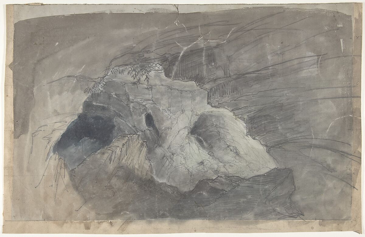 Design for a Stage Set at the Opéra, Paris, Eugène Cicéri (French, Paris 1813–1890 Fontainebleau), Graphite, brush and gray wash 