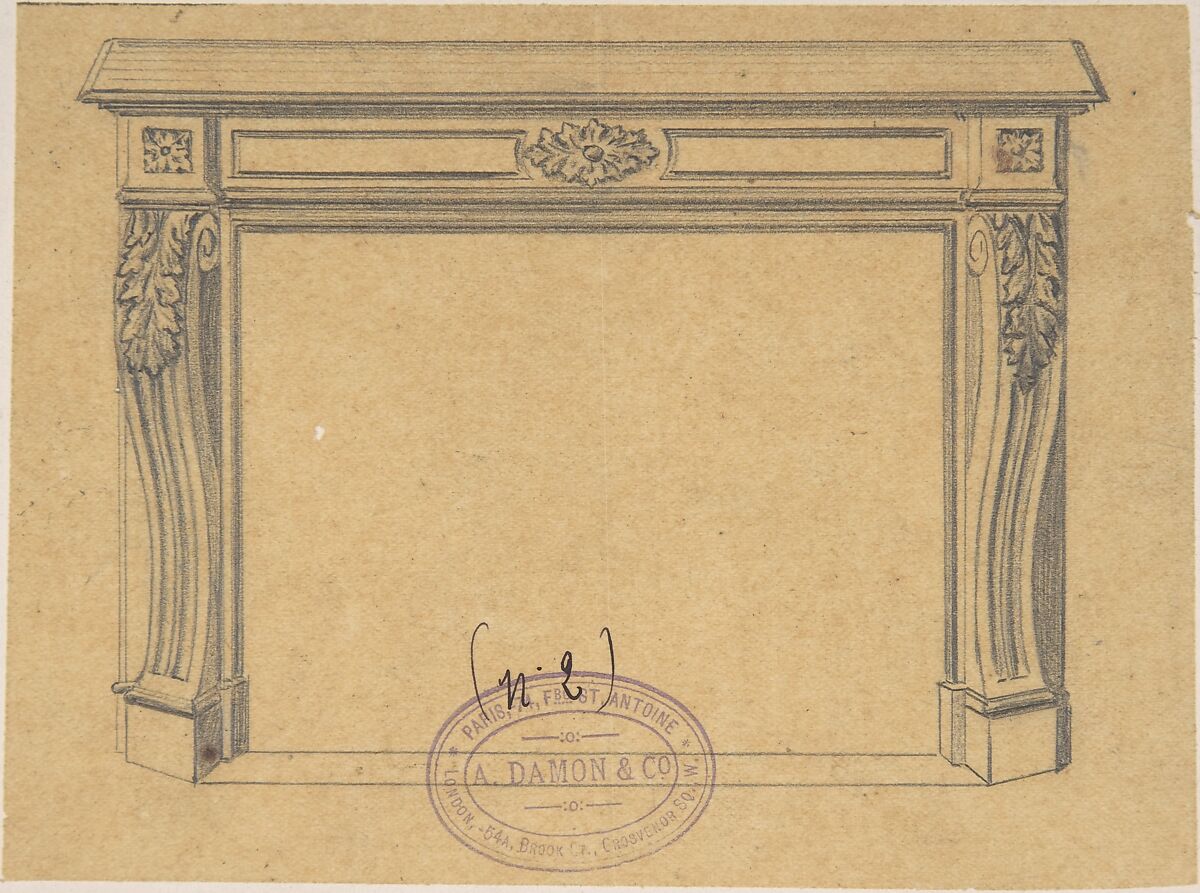 Design for a Mantelpiece, A. Damon et Cie. (French, active ca. 1870–1900), Graphite 
