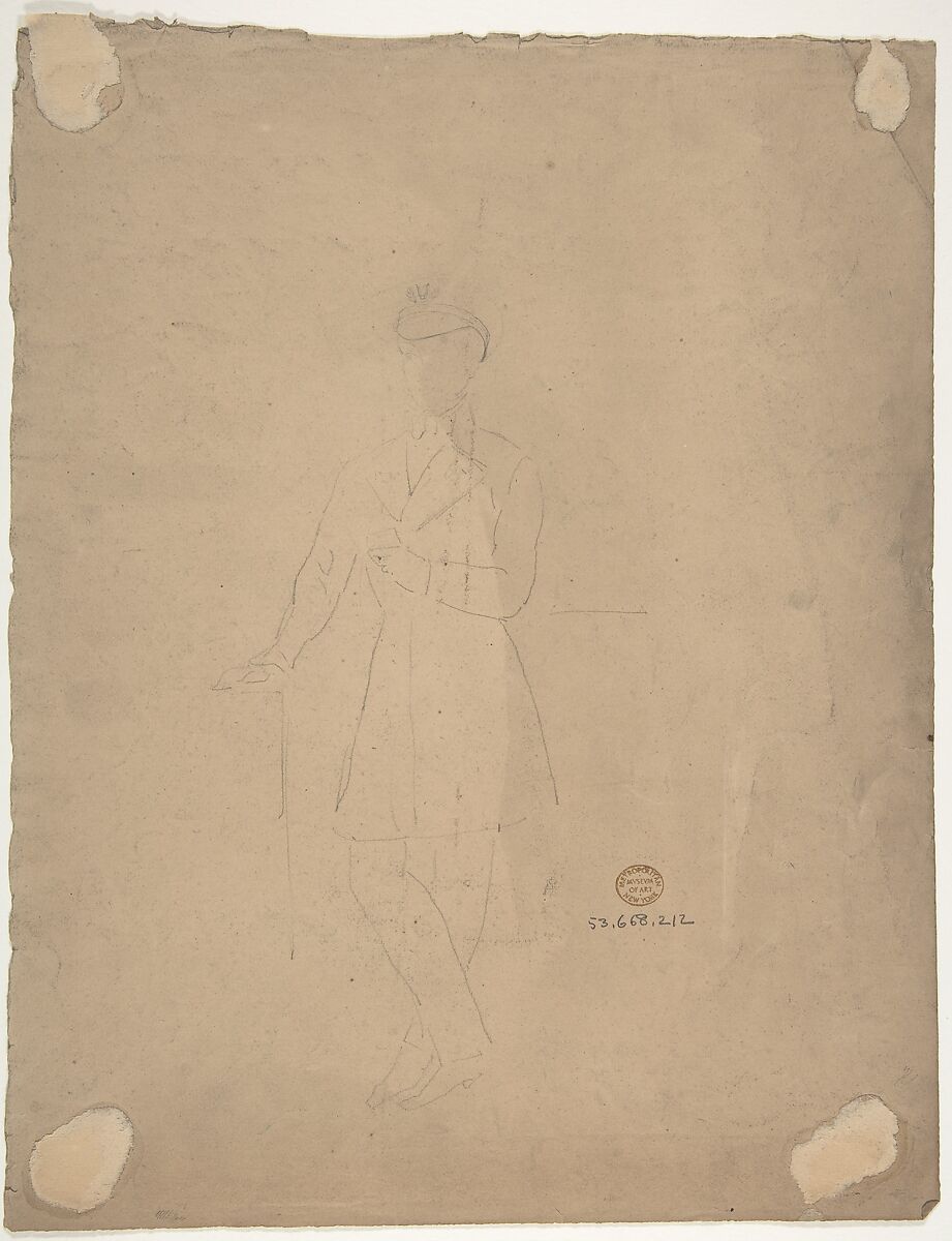 Design for a Stage Set at the Opéra, Paris (recto); Man with Cane (verso), Eugène Cicéri (French, Paris 1813–1890 Fontainebleau), Graphite