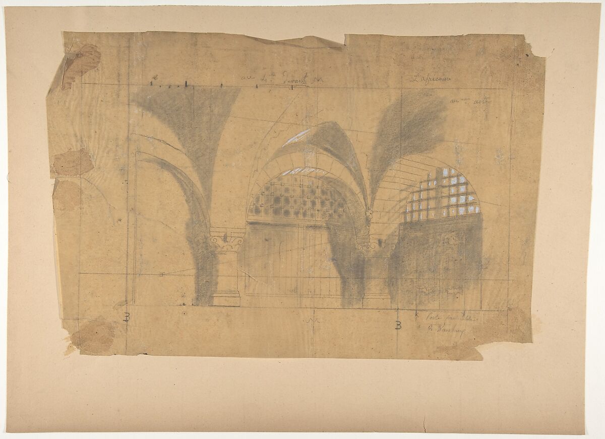 Design for a Stage Set at the Opéra, Paris, Eugène Cicéri (French, Paris 1813–1890 Fontainebleau), Graphite 