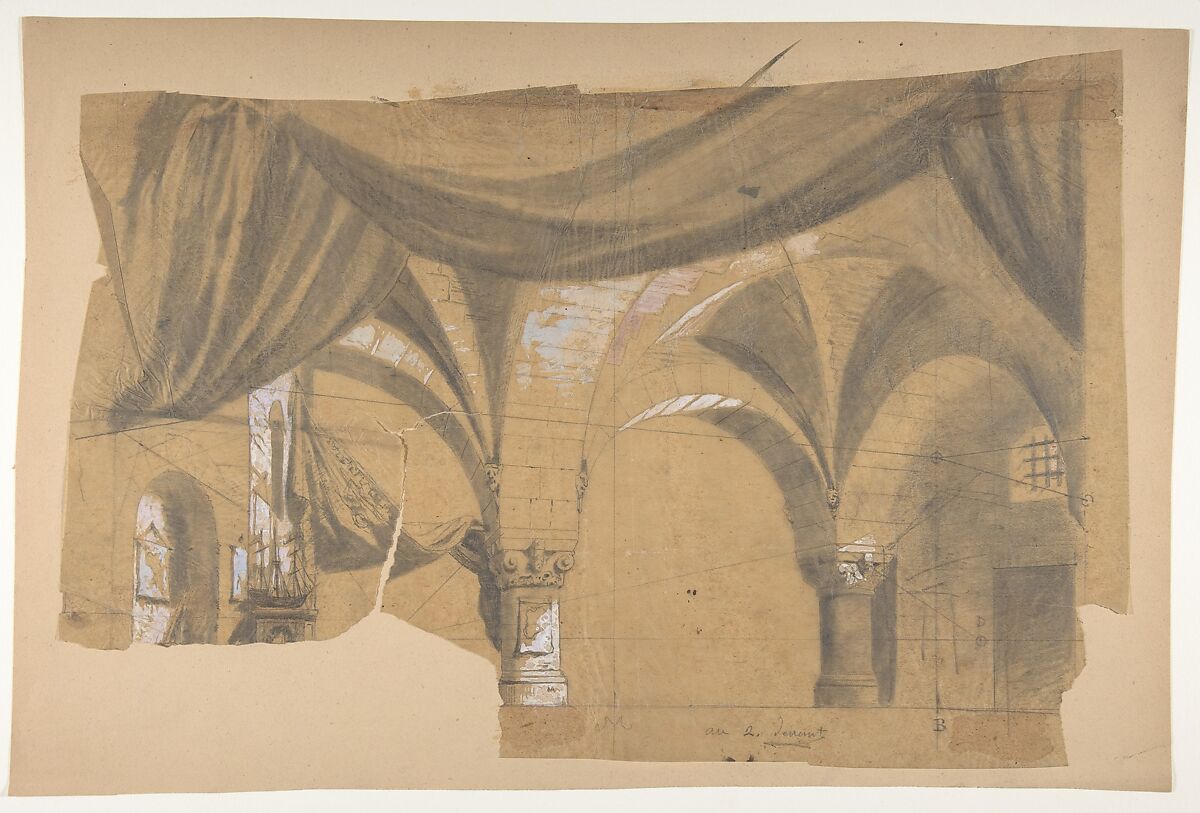 Design for a Stage Set at the Opéra, Paris, Eugène Cicéri (French, Paris 1813–1890 Fontainebleau), Graphite