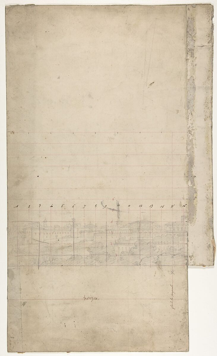 Design for a Stage Set at the Opéra, Paris, Eugène Cicéri (French, Paris 1813–1890 Fontainebleau), Pen and red, black, and brown ink, graphite 