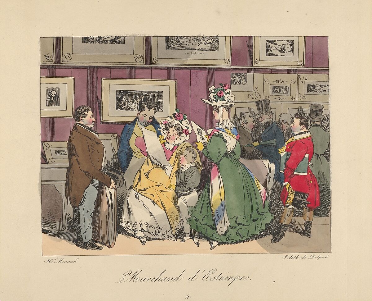 Print Dealer, Henry-Bonaventure Monnier (French, Paris 1799–1877 Paris), Lithograph with extensive hand coloring 