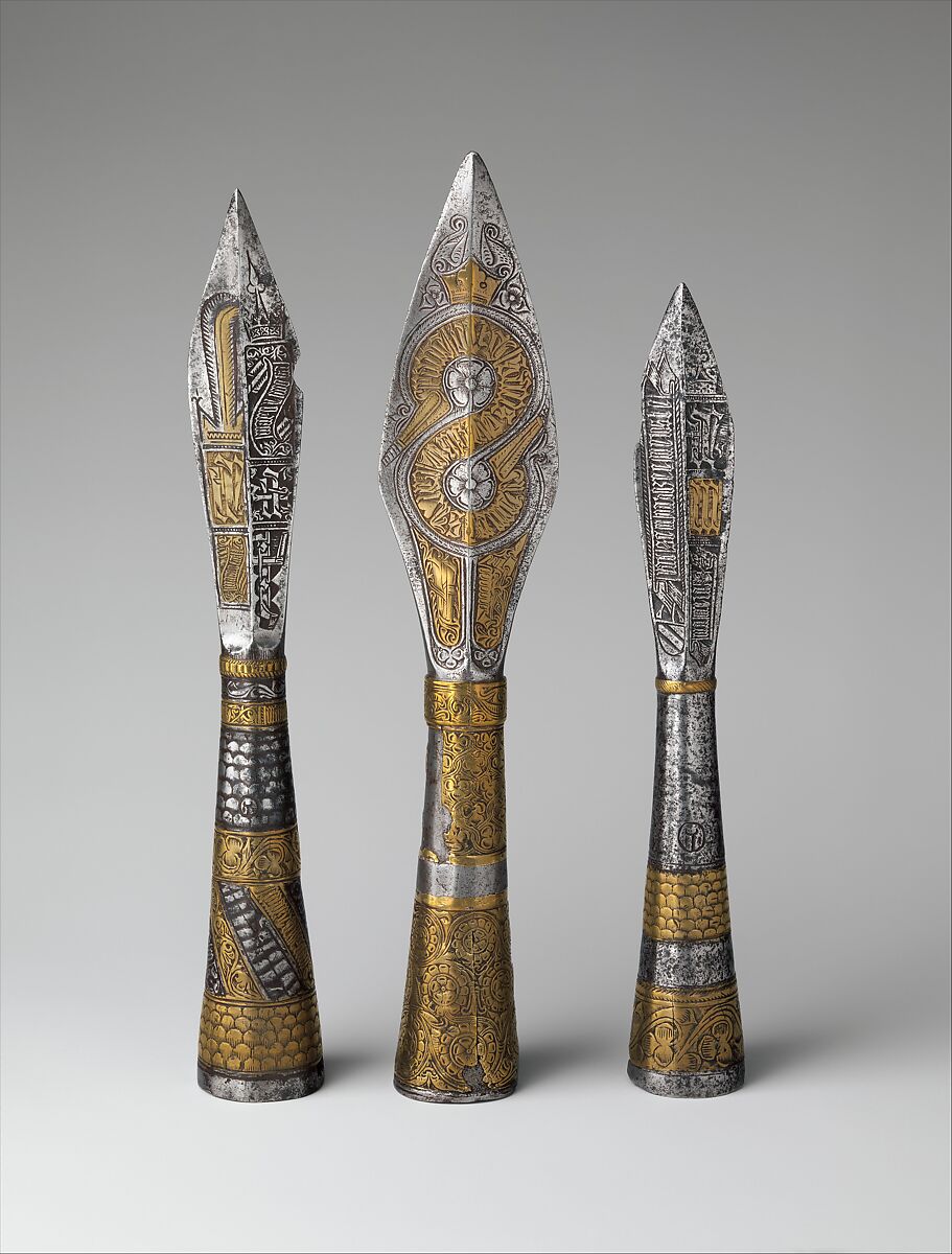 Three Ceremonial Arrowheads, Steel, copper alloy, Bohemian, probably Prague 