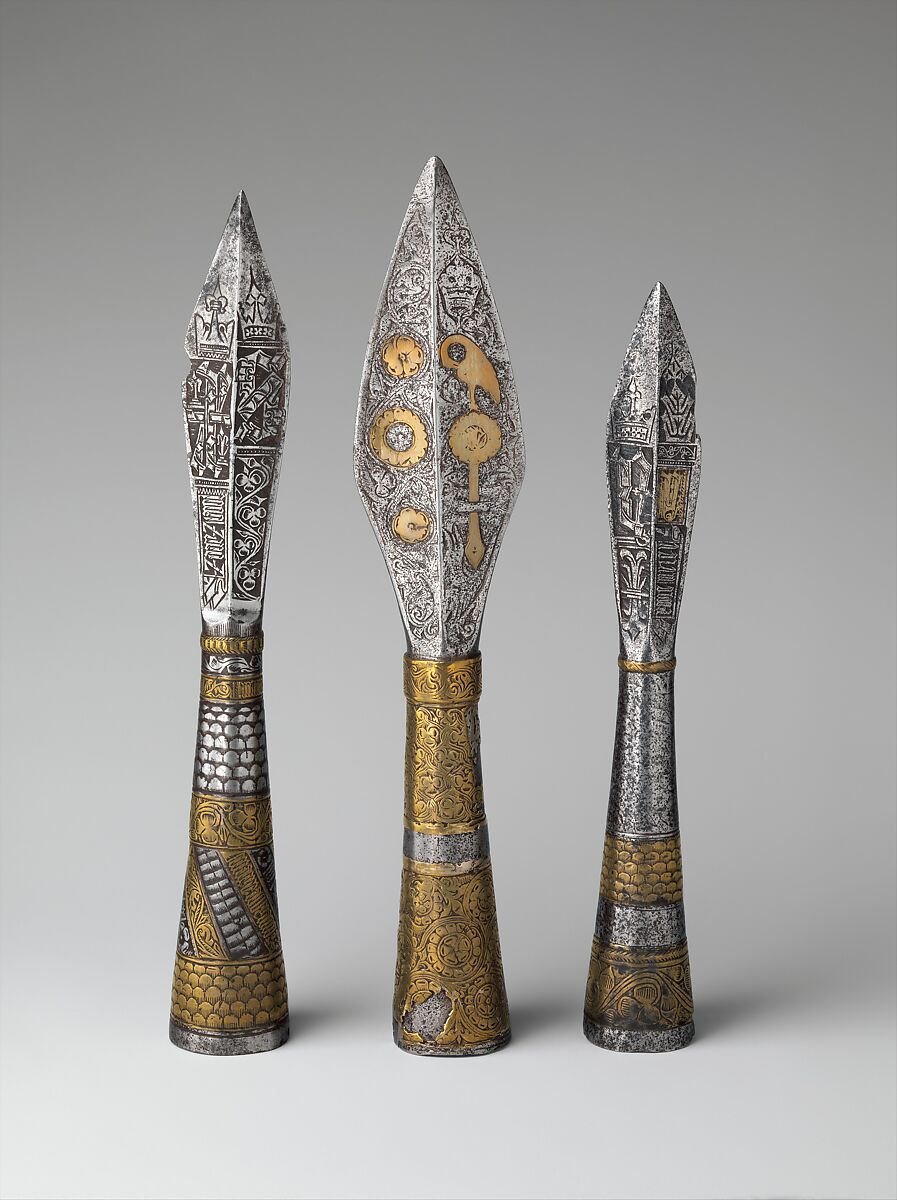 Three Ceremonial Arrowheads, Steel, copper alloy, Bohemian, probably Prague