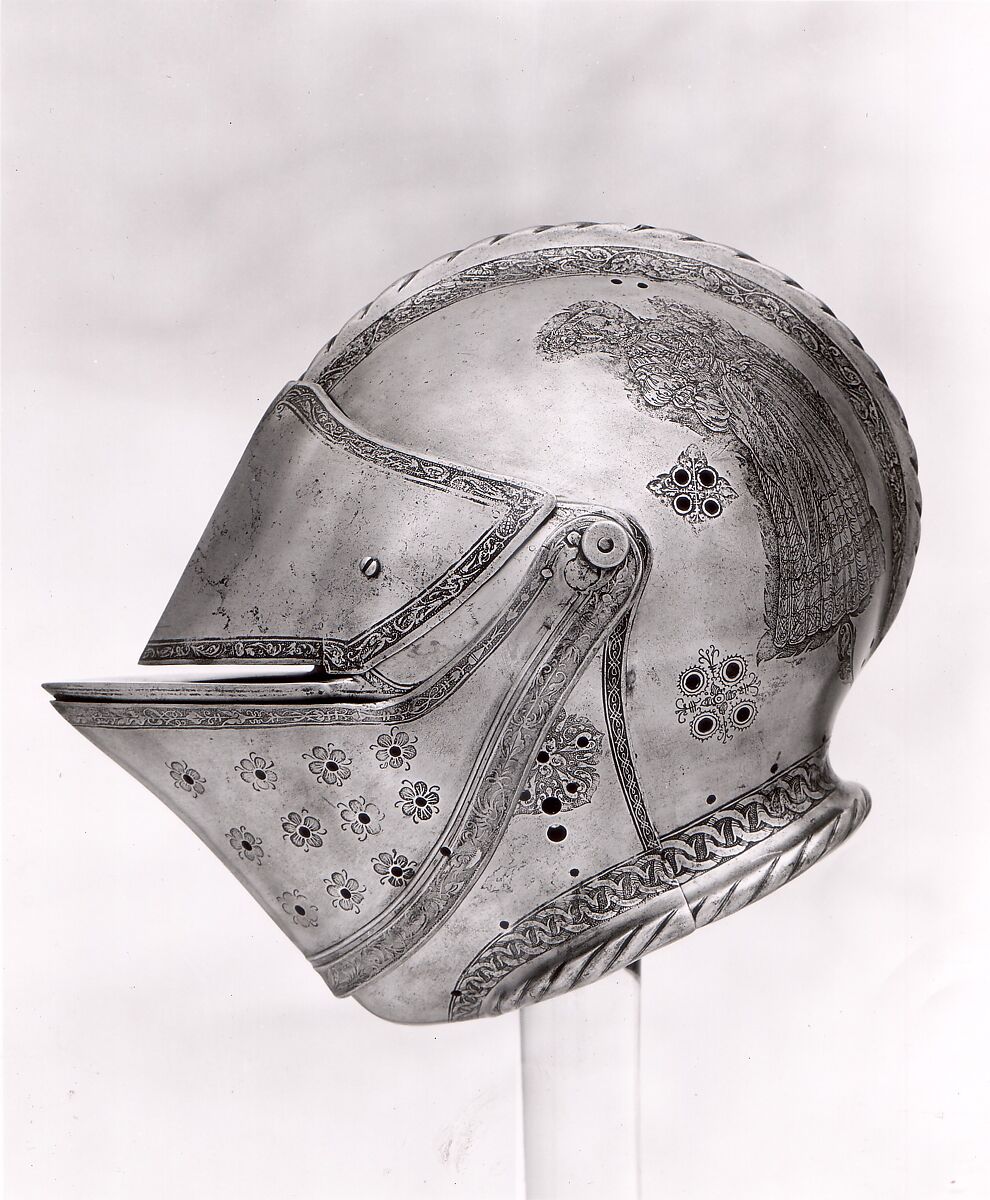 Armet, Attributed to Kolman Helmschmid (German, Augsburg 1471–1532), Steel, gold, German, Augsburg 