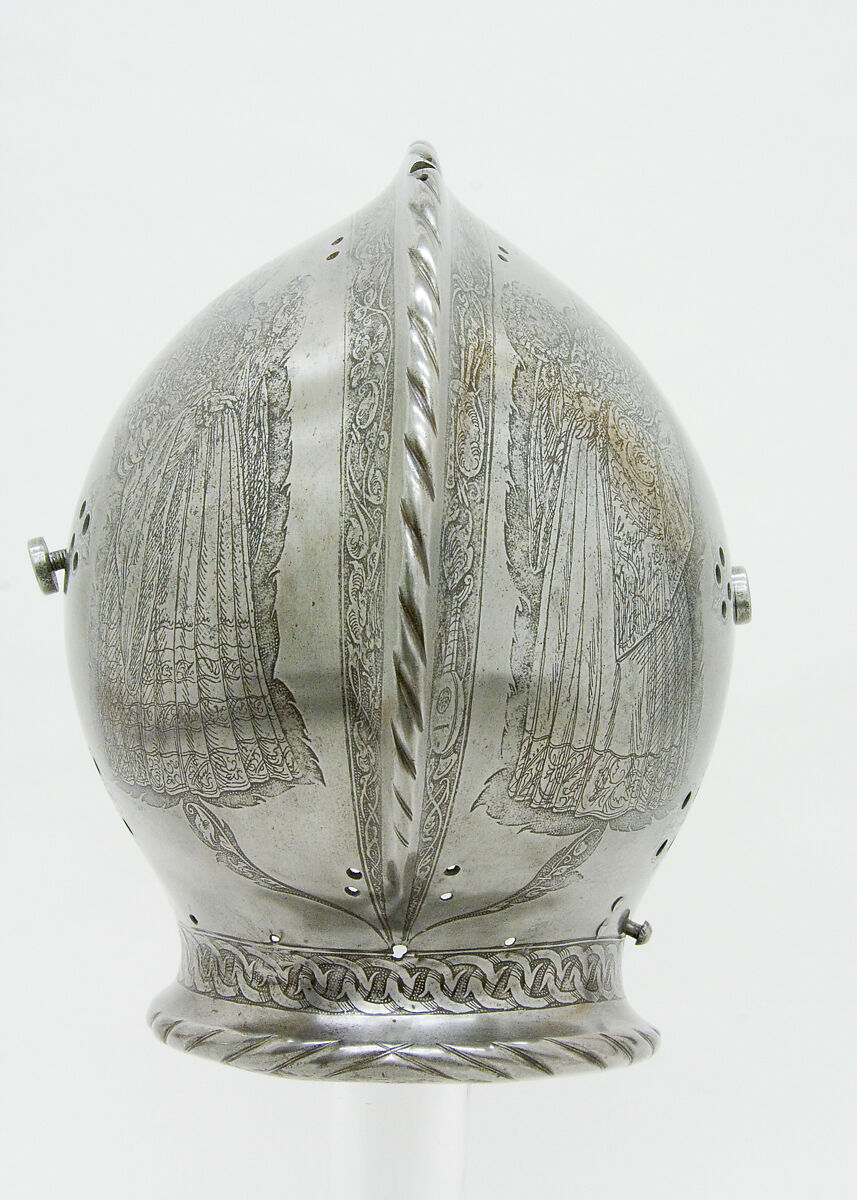 Armet, Attributed to Kolman Helmschmid (German, Augsburg 1471–1532), Steel, gold, German, Augsburg