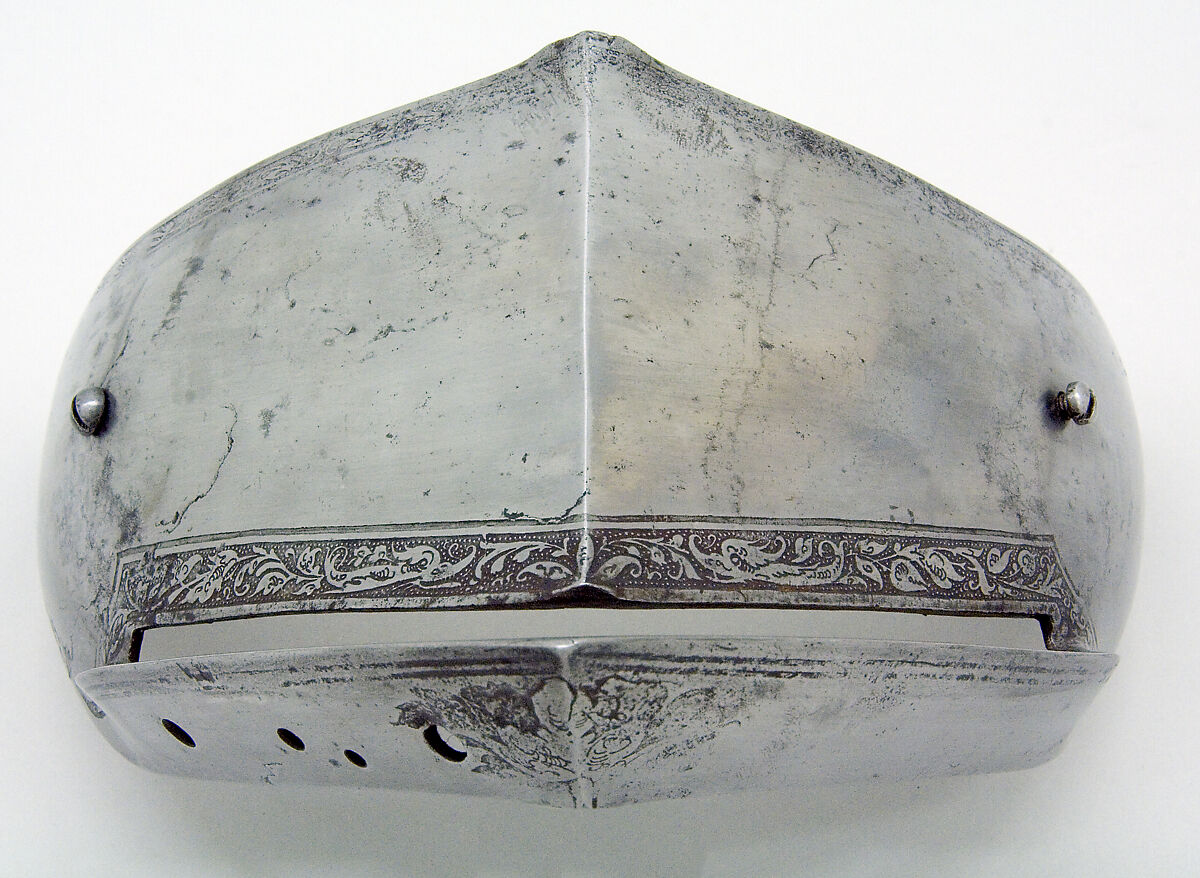 Armet, Attributed to Kolman Helmschmid (German, Augsburg 1471–1532), Steel, gold, German, Augsburg